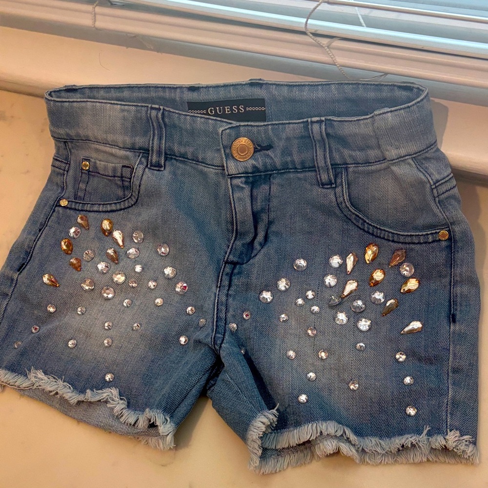 Guess kids  Blue Jean Shorts with Gold and Silver Accents size kids 7